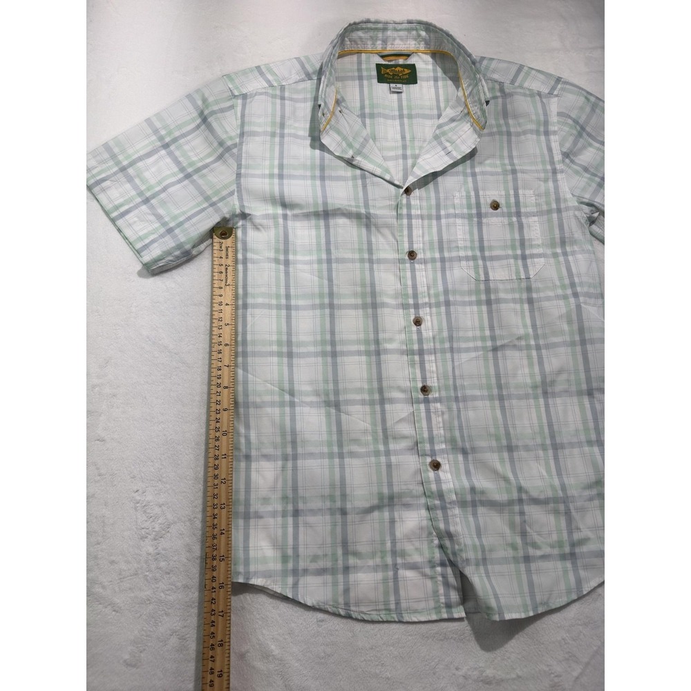 Marsh Shirt Mens Small Green Plaid Short Sleeve Button Front Stretch Fishing - Picture 6 of 7
